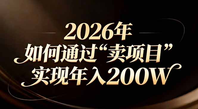 （17309期）站在2026年的十字路口：一个普通人如何通过卖项目实现年入200万网创吧-网创项目资源站-副业项目-创业项目-搞钱项目网创吧