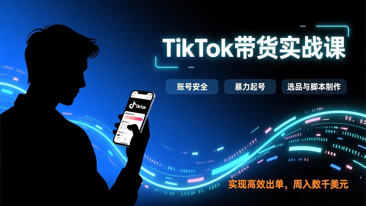 （17278期）TikTok带货实战课，涵盖账号安全、暴力起号、选品与脚本制作，实现高效出单，周入数千美元网创吧-网创项目资源站-副业项目-创业项目-搞钱项目网创吧