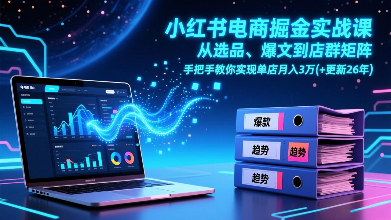 (17290期)小红书电商掘金实战课,从选品、爆文到店群矩阵,手把手教你实现单店月入3万+(更新26年)网创吧-网创项目资源站-副业项目-创业项目-搞钱项目网创吧