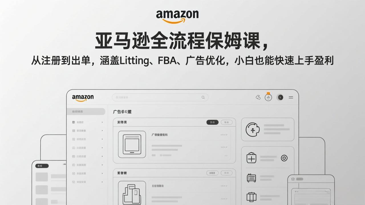 (17293期)亚马逊全流程保姆课,从注册到出单,涵盖Listing、FBA、广告优化,小白也能快速上手盈利网创吧-网创项目资源站-副业项目-创业项目-搞钱项目网创吧