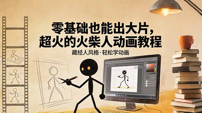 (17464期)零基础也能出大片,超火的火柴人动画教程(藏经人风格)网创吧-网创项目资源站-副业项目-创业项目-搞钱项目网创吧