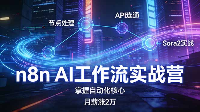 （17458期）n8n AI工作流实战营，节点处理+API连通+Sora2实战，掌握自动化核心月薪涨2万网创吧-网创项目资源站-副业项目-创业项目-搞钱项目网创吧