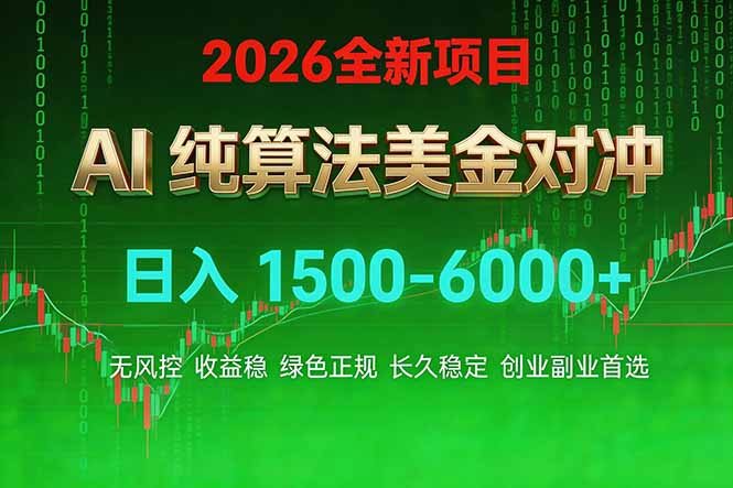 (17466期)2026 全新美金对冲项目,不套平台赠金,不封号,纯算法对冲,日入 1500-6000+网创吧-网创项目资源站-副业项目-创业项目-搞钱项目网创吧