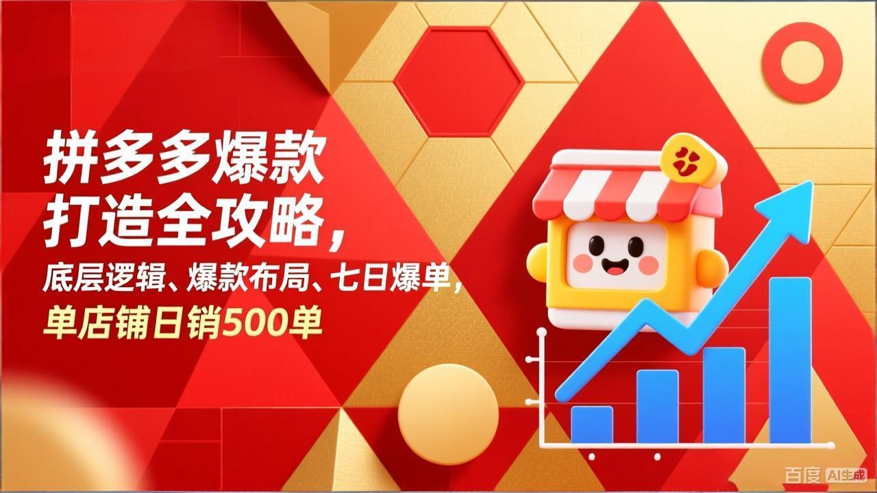 （17346期）拼多多爆款打造全攻略，底层逻辑、爆款布局、七日爆单，单店铺日销500单网创吧-网创项目资源站-副业项目-创业项目-搞钱项目网创吧