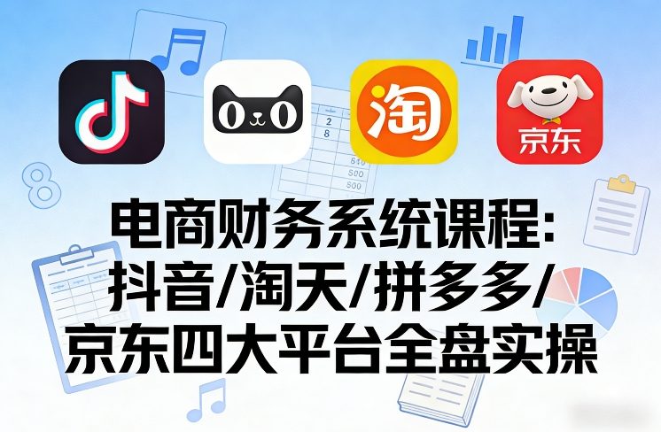 电商财务系统课程，覆盖抖音、淘天、拼多多、京东四大主流平台的全盘实操网创吧-网创项目资源站-副业项目-创业项目-搞钱项目网创吧