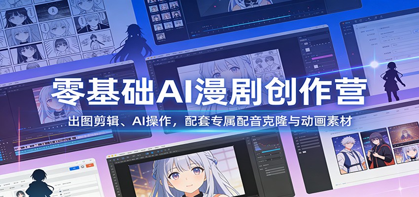 零基础AI漫剧创作营：出图剪辑、AI操作，配套专属配音克隆与动画素材网创吧-网创项目资源站-副业项目-创业项目-搞钱项目网创吧