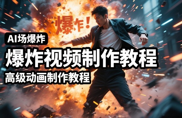 AI场景爆炸视频制作教程，利用人物实拍视频制作出高级的动画特效网创吧-网创项目资源站-副业项目-创业项目-搞钱项目网创吧