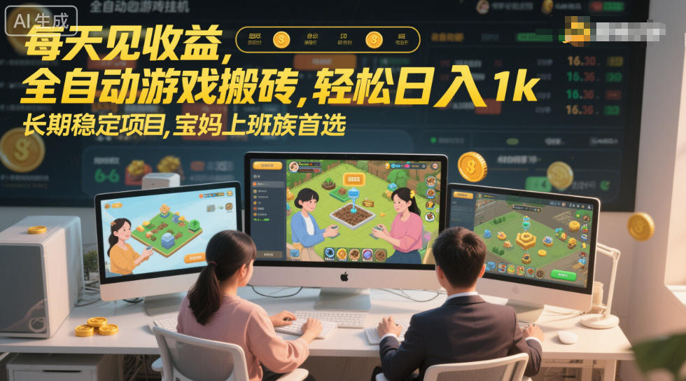 每天见收益，全自动游戏搬砖，轻松日入1k，长期稳定项目，宝妈上班族首选【揭秘】网创吧-网创项目资源站-副业项目-创业项目-搞钱项目网创吧