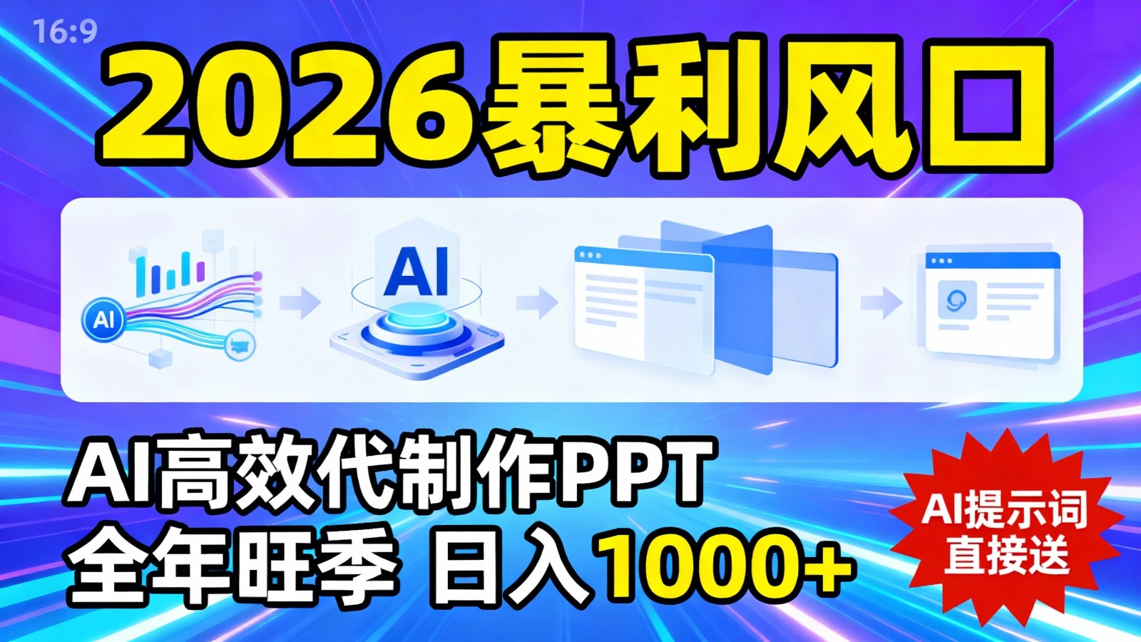 2026暴利！用AI高效代制作 PPT，全年旺季，日入 1000+，提示词直接送！网创吧-网创项目资源站-副业项目-创业项目-搞钱项目网创吧
