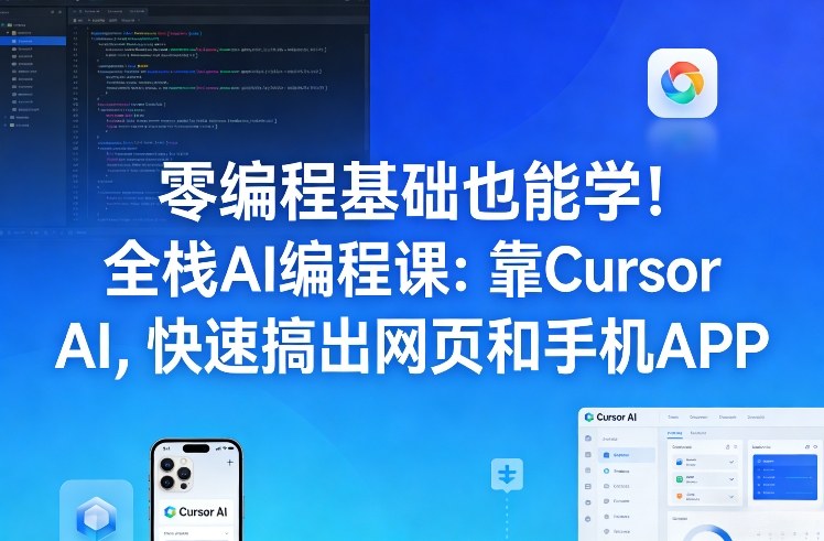 零编程基础也能学!全栈AI编程课:靠Cursor AI,快速搞出网页和手机APP网创吧-网创项目资源站-副业项目-创业项目-搞钱项目网创吧