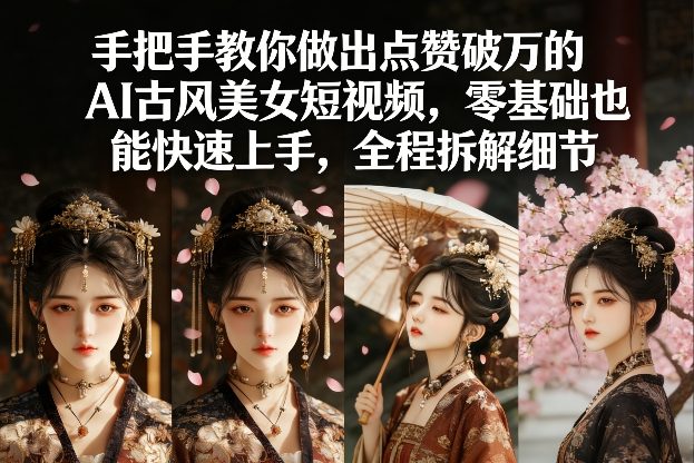手把手教你做出点赞破万的AI古风美女短视频，零基础也能快速上手，全程拆解细节网创吧-网创项目资源站-副业项目-创业项目-搞钱项目网创吧
