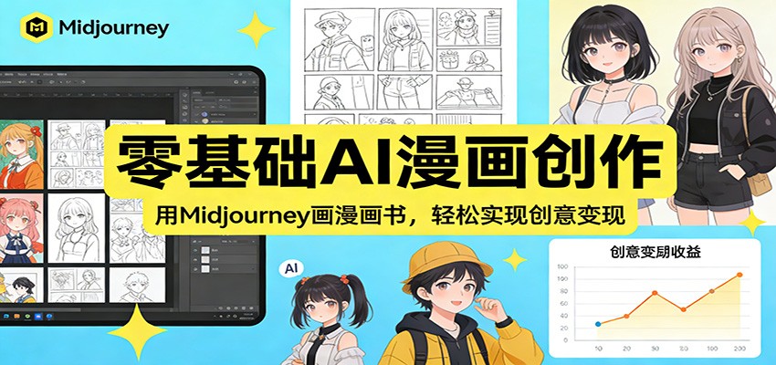 零基础AI漫画创作：用Midjourney画漫画书，轻松实现创意变现网创吧-网创项目资源站-副业项目-创业项目-搞钱项目网创吧