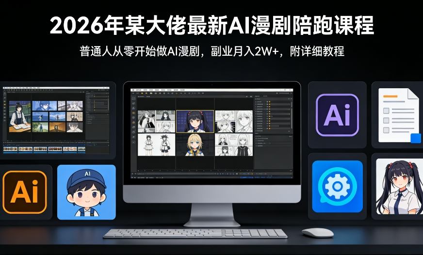 26年某大佬最新Ai漫剧陪跑课程，普通人从零开始做AI漫剧，副业月入2W+网创吧-网创项目资源站-副业项目-创业项目-搞钱项目网创吧