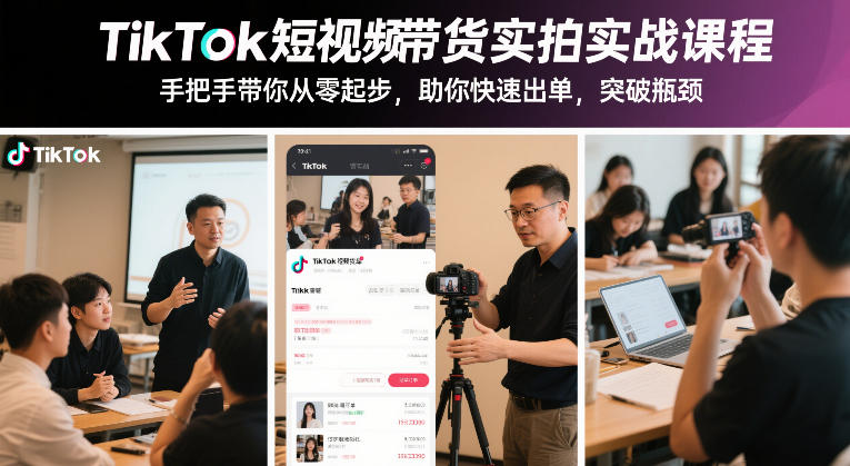 TikTok短视频带货实拍实战课程，手把手带你从零起步，助你快速出单，突破瓶颈网创吧-网创项目资源站-副业项目-创业项目-搞钱项目网创吧