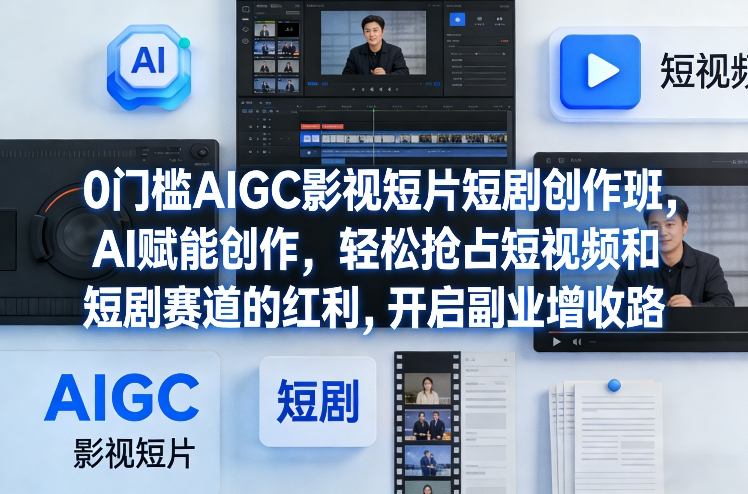 0门槛AIGC影视短片短剧创作班,AI赋能创作,轻松抢占短视频和短剧赛道的红利,开启副业增收路网创吧-网创项目资源站-副业项目-创业项目-搞钱项目网创吧