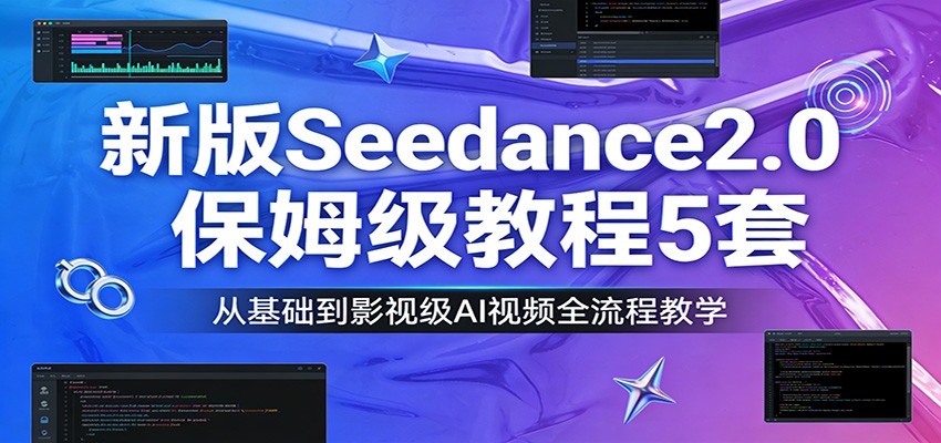 新版Seedance2.0保姆级教程5套:从基础到影视级AI视频全流程教学网创吧-网创项目资源站-副业项目-创业项目-搞钱项目网创吧