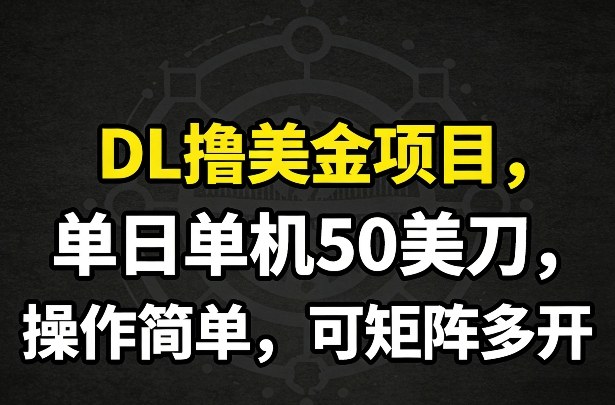 DL撸美金项目，单日单机50美刀，操作简单，可矩阵多开网创吧-网创项目资源站-副业项目-创业项目-搞钱项目网创吧