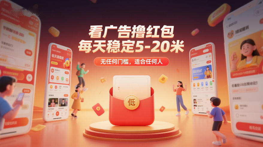 看广告撸红包，每天稳定5-20米，无任何门槛，适合任何人网创吧-网创项目资源站-副业项目-创业项目-搞钱项目网创吧