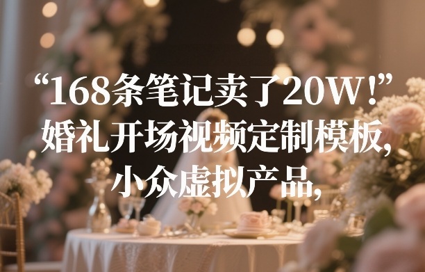 168条笔记卖了20W！婚礼开场视频定制模板，小众虚拟产品网创吧-网创项目资源站-副业项目-创业项目-搞钱项目网创吧