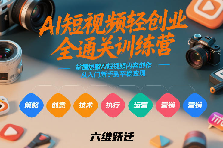 AI短视频轻创业全通关训练营，掌握爆款AI短视频内容创作，从入门新手到平稳变现的六维跃迁网创吧-网创项目资源站-副业项目-创业项目-搞钱项目网创吧
