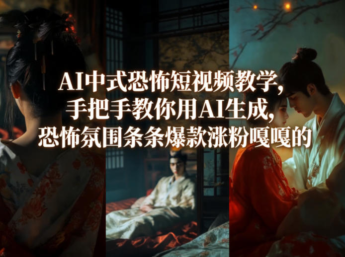 AI中式恐怖短视频教学,手把手教你用AI生成,恐怖氛围条条爆款涨粉嘎嘎的网创吧-网创项目资源站-副业项目-创业项目-搞钱项目网创吧