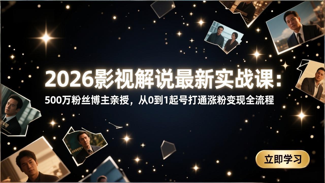 （17530期）2026影视解说最新实战课：500万粉丝博主亲授，从0到1起号打通涨粉变现全流程网创吧-网创项目资源站-副业项目-创业项目-搞钱项目网创吧