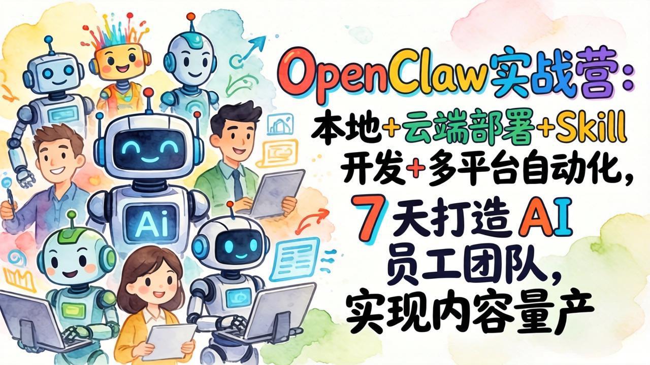 （17626期）OpenClaw实战营：本地+云端部署+Skill开发+多平台自动化，7 天打造 AI 员工团队，实现内容量产网创吧-网创项目资源站-副业项目-创业项目-搞钱项目网创吧