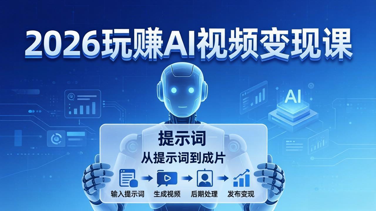 (17827期)2026玩赚AI视频变现课:掌握 AI 视频全流程技能,从提示词到成片高效产出网创吧-网创项目资源站-副业项目-创业项目-搞钱项目网创吧