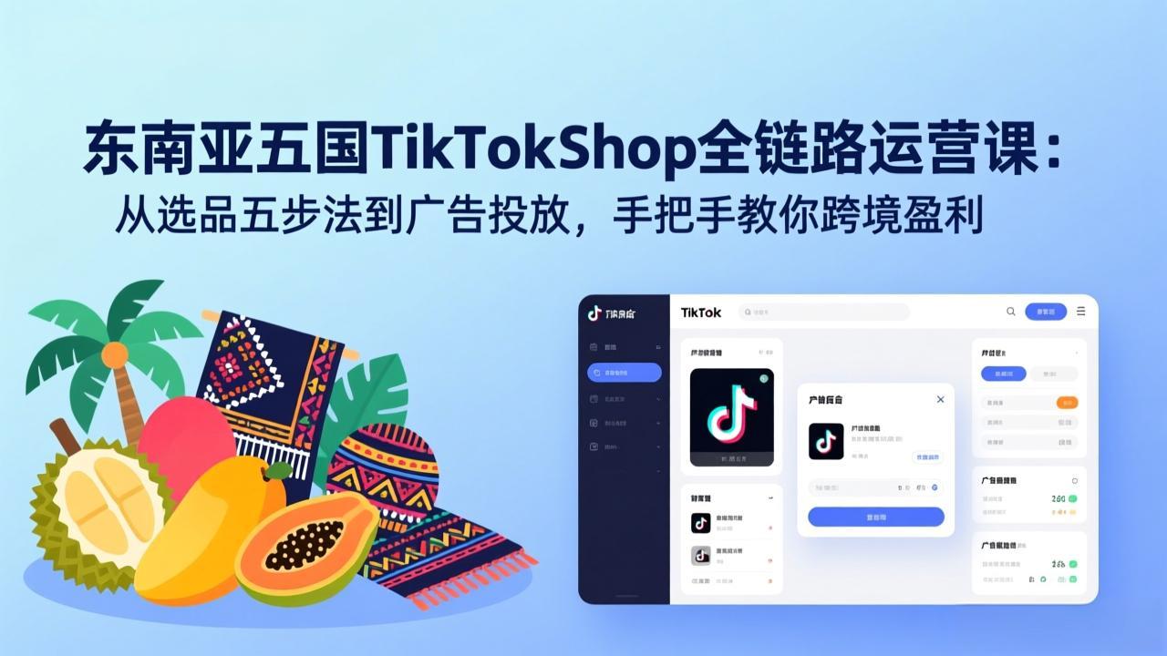 （17511期）东南亚五国TikTok Shop全链路运营课：从选品五步法到广告投放，手把手教你跨境盈利网创吧-网创项目资源站-副业项目-创业项目-搞钱项目网创吧