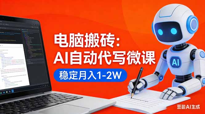 （17582期）电脑搬砖：AI自动代写微课，稳定月入1-2W，提供接单渠道，0门槛小白可做！网创吧-网创项目资源站-副业项目-创业项目-搞钱项目网创吧