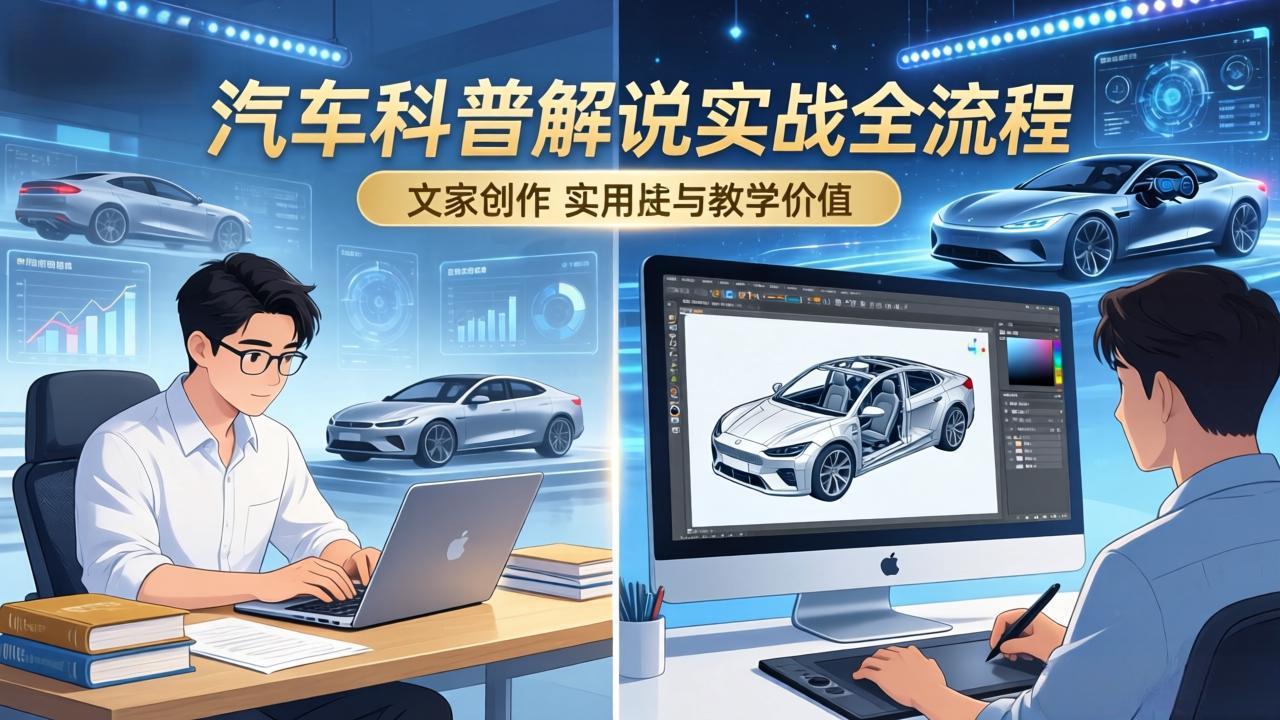 （17665期）抖音汽车科普解说实战：文案+动画+画面处理+去水印全流程，打造专业汽车科普视频网创吧-网创项目资源站-副业项目-创业项目-搞钱项目网创吧
