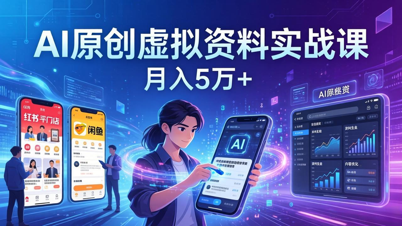 （17657期）AI原创虚拟资料实战课：2026新机会，小红书闲鱼开店，普通人用AI轻松变现，月入5万+网创吧-网创项目资源站-副业项目-创业项目-搞钱项目网创吧