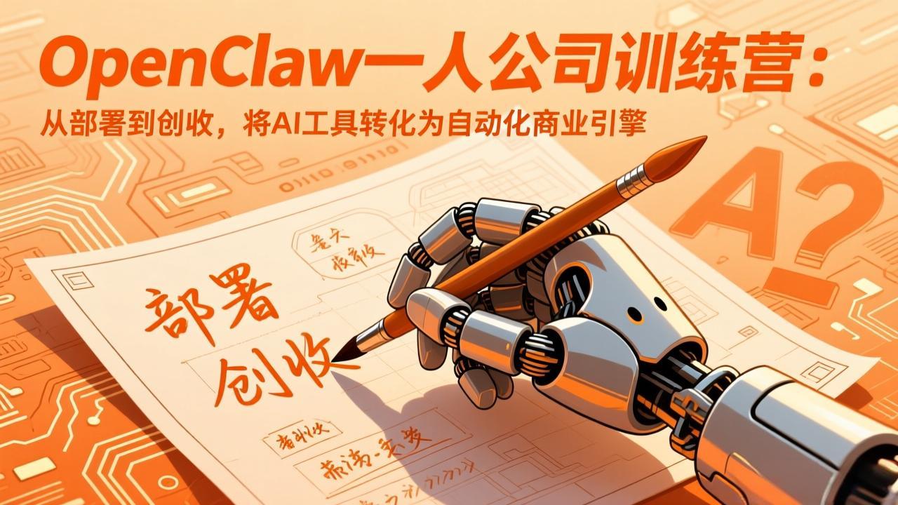 （17540期）OpenClaw一人公司训练营：从部署到创收，将AI工具转化为自动化商业引擎网创吧-网创项目资源站-副业项目-创业项目-搞钱项目网创吧