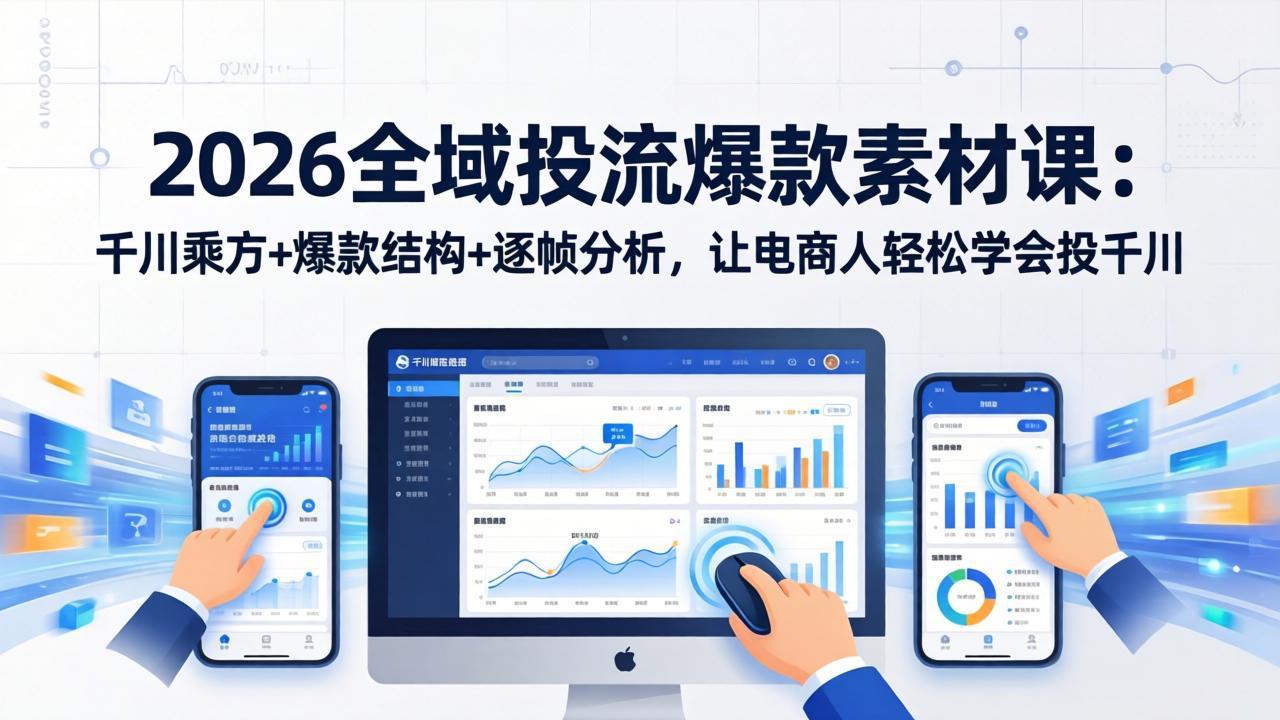（17705期）2026全域投流爆款素材课：千川乘方+爆款结构+逐帧分析，让电商人轻松学会投千川网创吧-网创项目资源站-副业项目-创业项目-搞钱项目网创吧