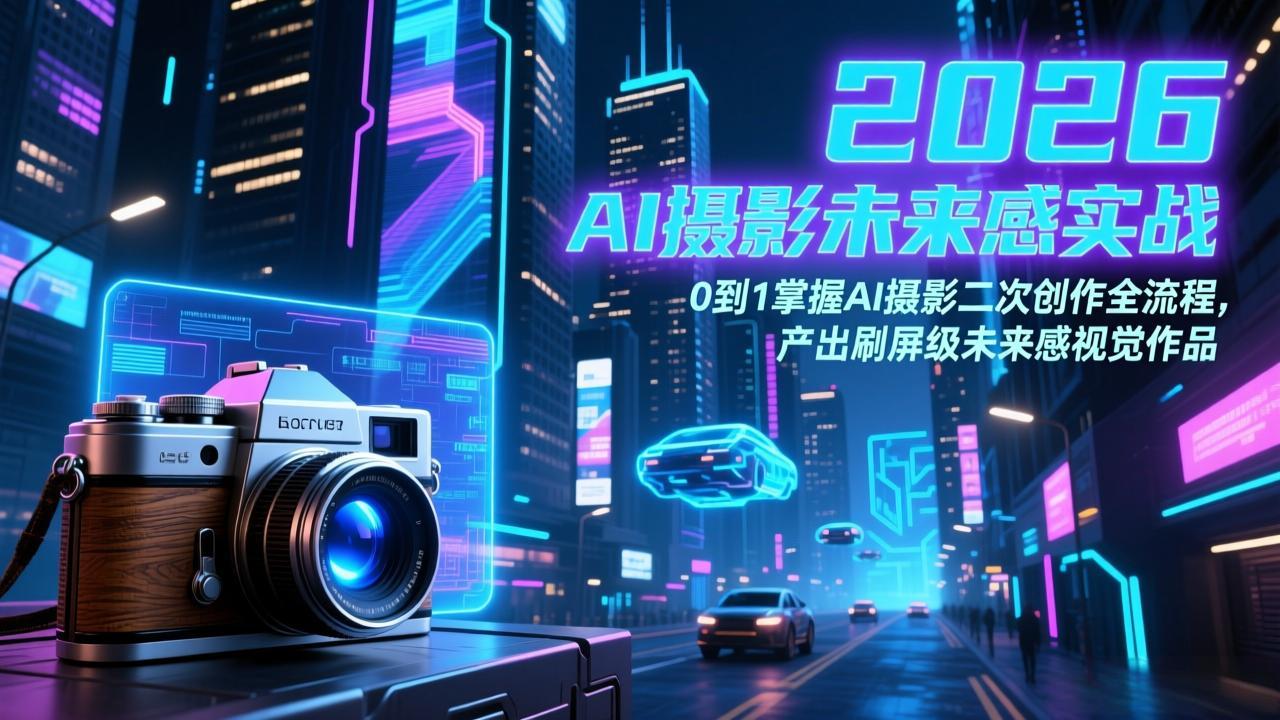 （17584期）2026 AI摄影未来感实战：0到1掌握AI摄影二次创作全流程，产出刷屏级未来感视觉作品网创吧-网创项目资源站-副业项目-创业项目-搞钱项目网创吧