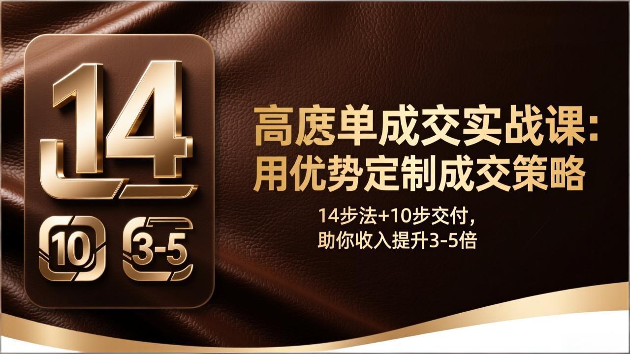 （17572期）高客单成交实战课：用优势定制成交策略，14步法+10步交付，助你收入提升3-5倍网创吧-网创项目资源站-副业项目-创业项目-搞钱项目网创吧