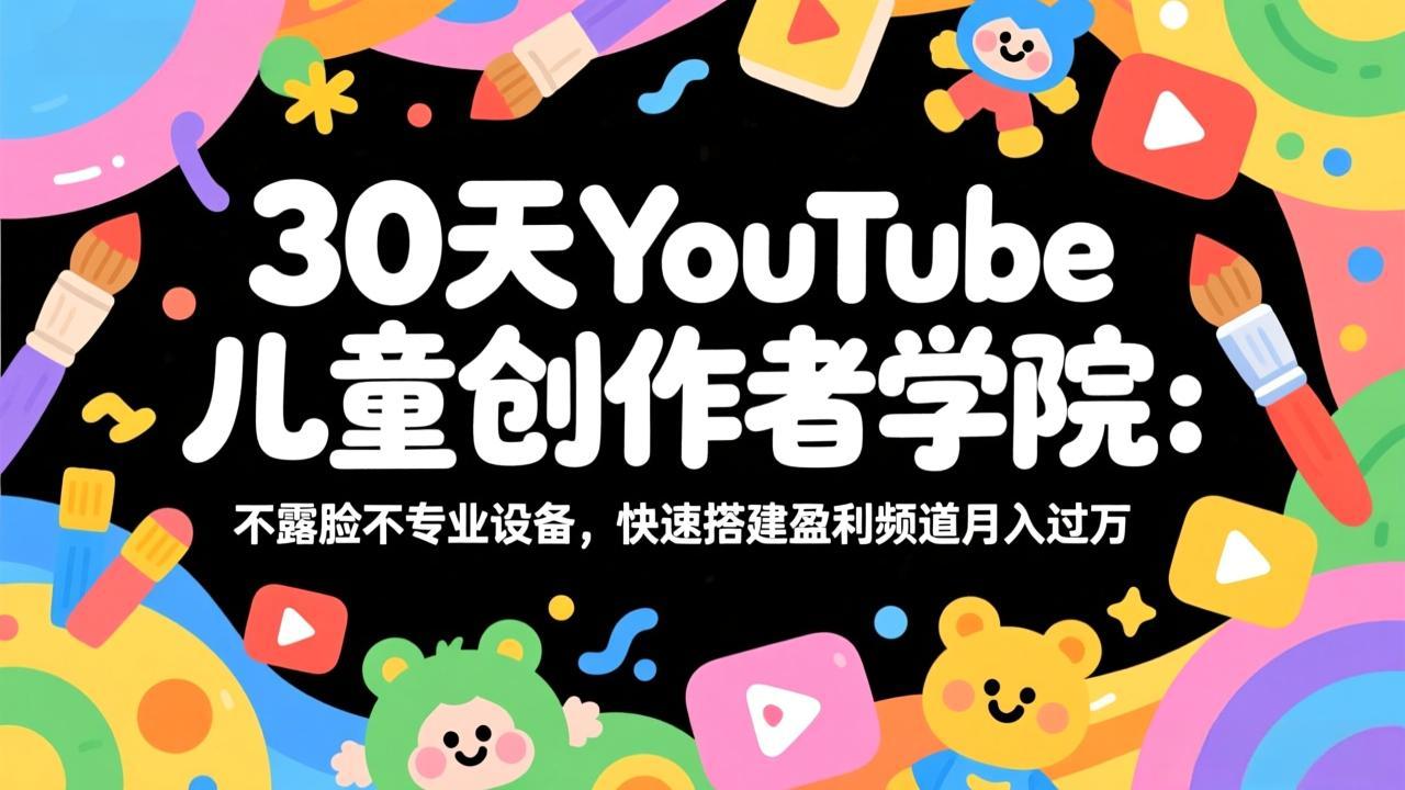 （17554期）30天YouTube儿童创作者学院：不露脸不专业设备，快速搭建盈利频道月入过万网创吧-网创项目资源站-副业项目-创业项目-搞钱项目网创吧