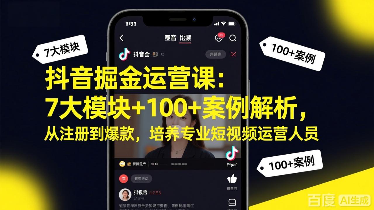 （17573期）抖音掘金运营课：7大模块+100+案例解析，从注册到爆款，培养专业短视频运营人员网创吧-网创项目资源站-副业项目-创业项目-搞钱项目网创吧