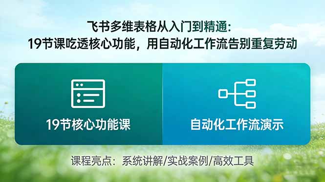 （17634期）飞书多维表格从入门到精通：19节课吃透核心功能，用自动化工作流告别重复劳动网创吧-网创项目资源站-副业项目-创业项目-搞钱项目网创吧