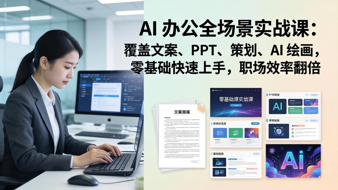 (17732期) AI 办公全场景实战课:覆盖文案、PPT、策划、AI 绘画,零基础快速上手,职场效率翻倍网创吧-网创项目资源站-副业项目-创业项目-搞钱项目网创吧
