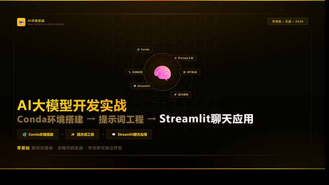 （17723期）AI大模型开发实战：Conda环境搭建→提示词工程→Streamlit聊天应用，零基础到项目落地网创吧-网创项目资源站-副业项目-创业项目-搞钱项目网创吧
