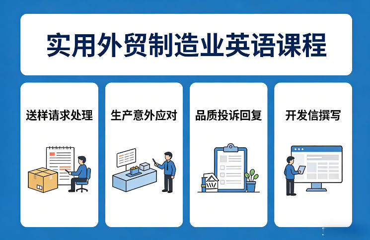实用外贸制造业英语课程，教你专业处理送样请求、应对生产意外、回复品质投诉、撰写开发信等网创吧-网创项目资源站-副业项目-创业项目-搞钱项目网创吧
