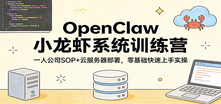OpenClaw小龙虾系统训练营：一人公司SOP，云服务器部署，零基础快速上手实操网创吧-网创项目资源站-副业项目-创业项目-搞钱项目网创吧