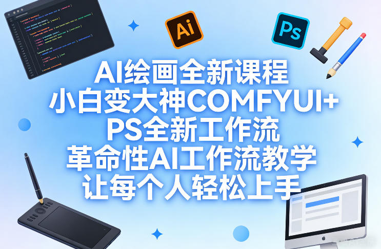 AI绘画全新课程,小白变大神COMFYUI+PS全新工作流,革命性AI工作流教学,让每个人轻松上手网创吧-网创项目资源站-副业项目-创业项目-搞钱项目网创吧