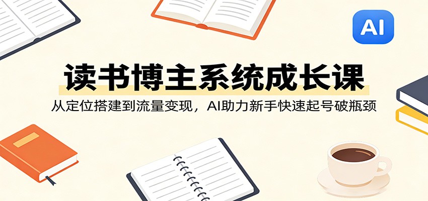 读书博主系统成长课：从定位搭建到流量变现，AI助力新手快速起号破瓶颈网创吧-网创项目资源站-副业项目-创业项目-搞钱项目网创吧
