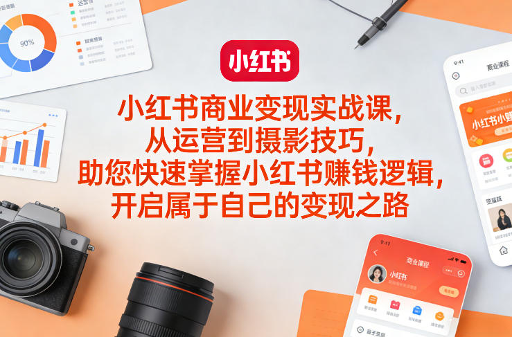 小红书商业变现实战课，从运营到摄影技巧，助您快速掌握小红书賺钱逻辑，开启属于自己的变现之路网创吧-网创项目资源站-副业项目-创业项目-搞钱项目网创吧