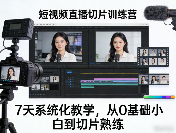 短视频直播切片训练营，7天系统化教学，从0基础小白到切片熟练网创吧-网创项目资源站-副业项目-创业项目-搞钱项目网创吧