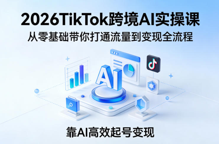 2026TikTok跨境AI实操课，从零基础带你打通流量到变现全流程，靠AI高效起号变现网创吧-网创项目资源站-副业项目-创业项目-搞钱项目网创吧