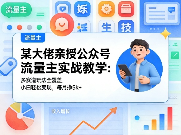 某大佬亲授公众号流量主实战教学：多赛道玩法全覆盖，小白轻松变现，每月多挣5k+网创吧-网创项目资源站-副业项目-创业项目-搞钱项目网创吧