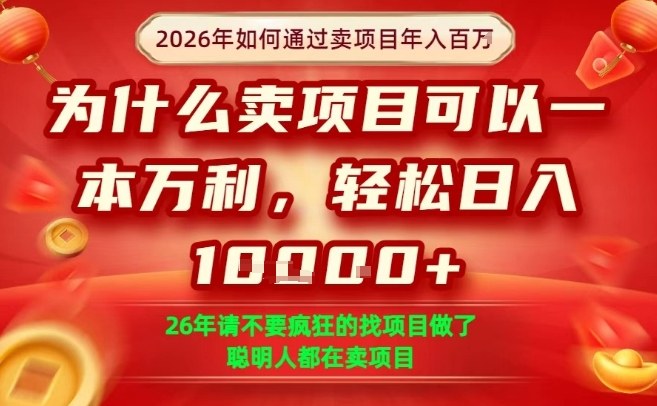 一单净利润1K+,26年想年入100个W,死磕卖项目就够了【揭秘】网创吧-网创项目资源站-副业项目-创业项目-搞钱项目网创吧